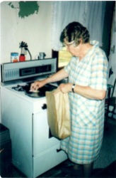 Mom frying chicken 2004